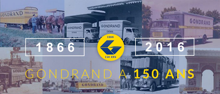 Visuel : 150 ans de TRANSPORT GONDRAND France et international