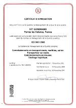 L'engagement qualité de Gondrand Valence - Certificat ISO 9001 V2008 2009 2011